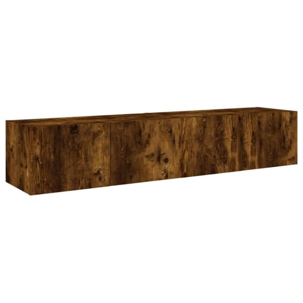 The Living Store Väggmonterad tv-bänk LED 2 st rökfärgad ek 80x35x31 cm -  TV-bänkar