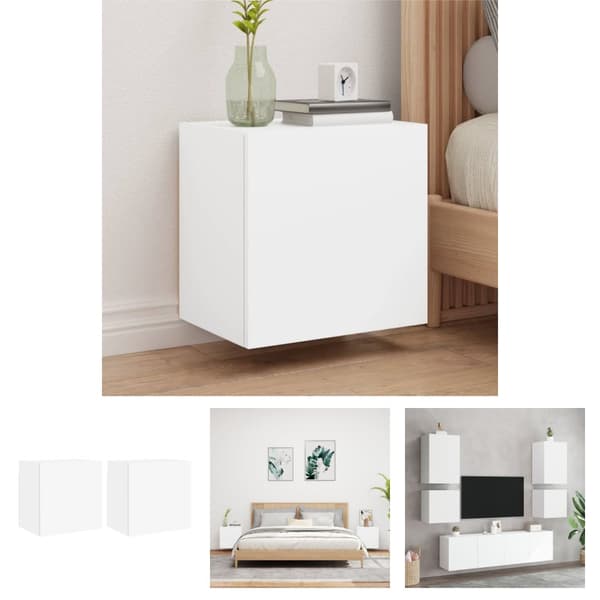 The Living Store Väggmonterad tv-bänk 2 st vit 40,5x30x40 cm konstruerat trä -  TV-bänkar