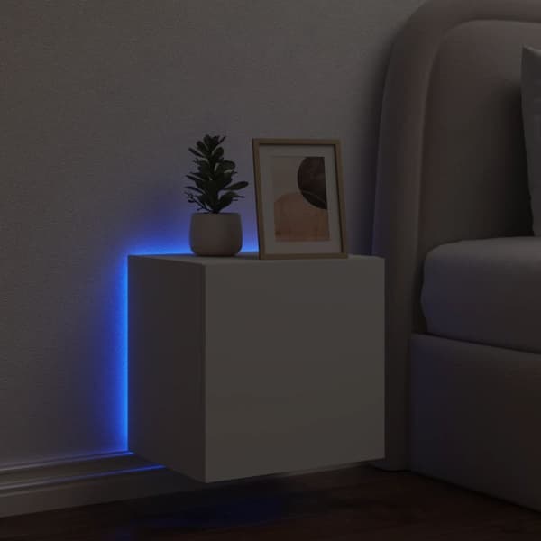 The Living Store TV-seinäkaappi LED-valoilla valkoinen 40,5x35x40 cm - TV-tasot
