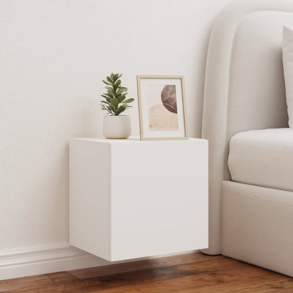 The Living Store TV-seinäkaappi LED-valoilla valkoinen 40,5x35x40 cm - TV-tasot