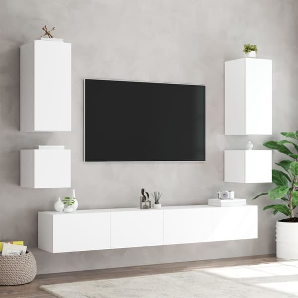 The Living Store TV-seinäkaappi LED-valoilla valkoinen 40,5x35x40 cm - TV-tasot