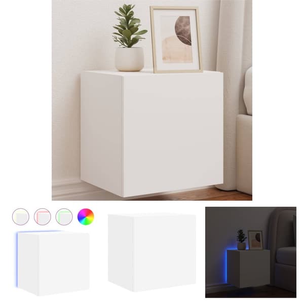 The Living Store TV-seinäkaappi LED-valoilla valkoinen 40,5x35x40 cm -  TV-tasot