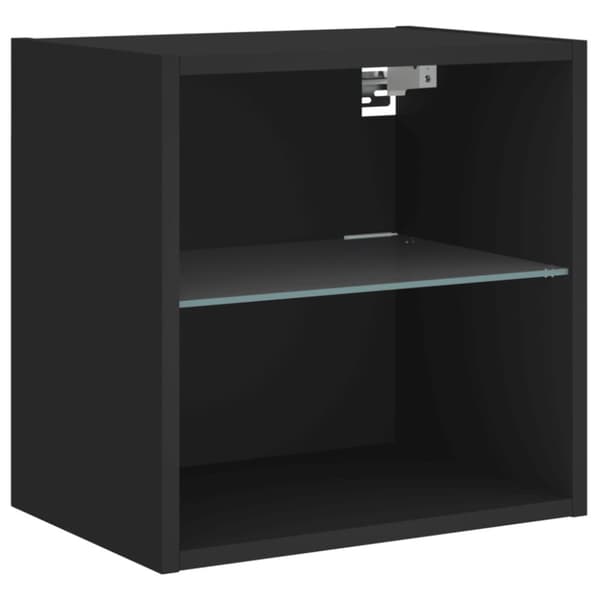 The Living Store Väggmonterade sängbord med LED-lampor 2 st svart - TV-bänkar