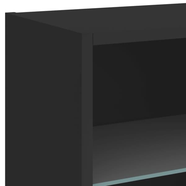 The Living Store Väggmonterade sängbord med LED-lampor 2 st svart - TV-bänkar