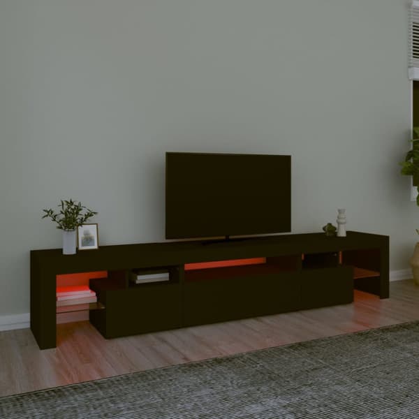 The Living Store tv-skab med LED-lys 215x36,5x40 cm sort - TV-møbler