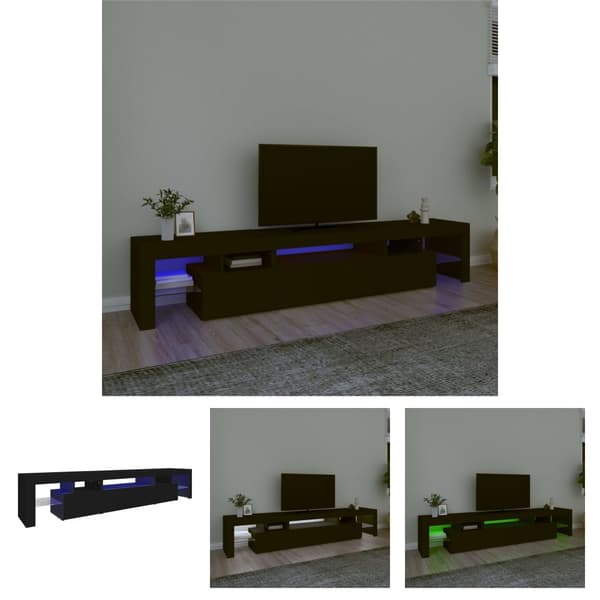 The Living Store tv-skab med LED-lys 215x36,5x40 cm sort - TV-møbler