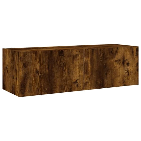 The Living Store Väggmonterad tv-bänk LED rökfärgad ek 100x35x31 cm - TV-bänkar