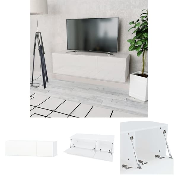 The Living Store TV-möbel spånskiva 120x40x34 cm vit högglans - TV-bänkar