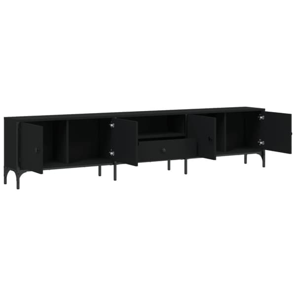 The Living Store tv-bord med skuffe 200x25x44 cm konstrueret træ sort -  TV-møbler