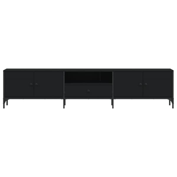 The Living Store tv-bord med skuffe 200x25x44 cm konstrueret træ sort -  TV-møbler