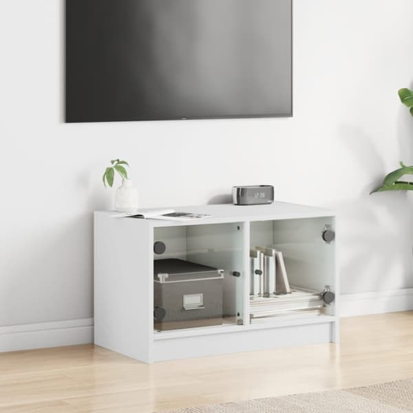 The Living Store Tv-bänk med glasdörrar vit 68x37x42 cm -  TV-bänkar