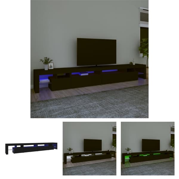 The Living Store tv-bord med LED-lys 290x36,5x40 cm sort -  TV-møbler