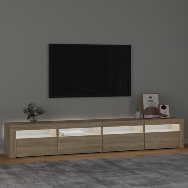 The Living Store Tv-bänk med LED-belysning sonoma ek 240x35x40 cm - TV-bänkar