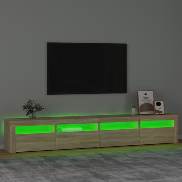 The Living Store Tv-bänk med LED-belysning sonoma ek 240x35x40 cm - TV-bänkar