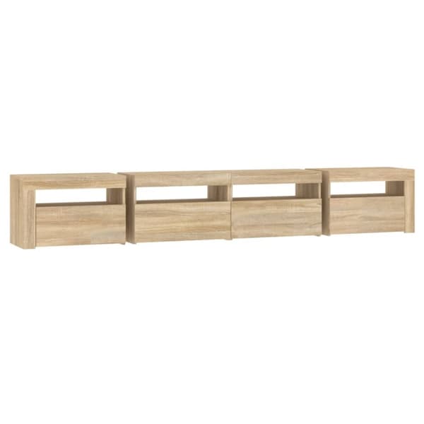 The Living Store Tv-bänk med LED-belysning sonoma ek 240x35x40 cm - TV-bänkar