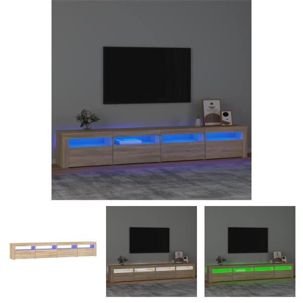 The Living Store Tv-bänk med LED-belysning sonoma ek 240x35x40 cm - TV-bänkar
