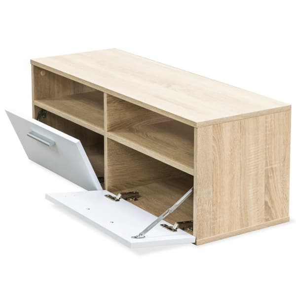 The Living Store TV-skab spånplade 95 x 35 x 36 cm egetræ og hvid - TV-møbler