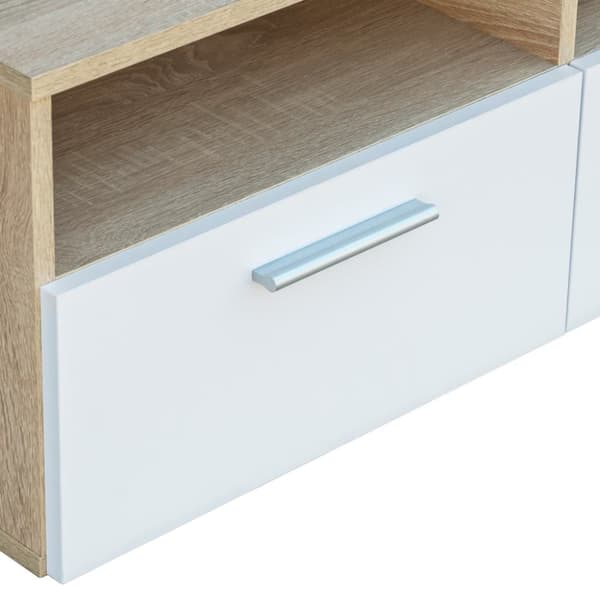 The Living Store TV-skab spånplade 95 x 35 x 36 cm egetræ og hvid - TV-møbler