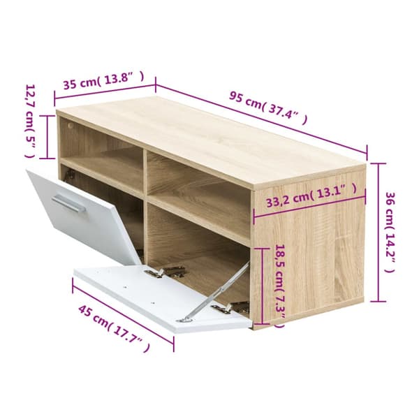 The Living Store TV-skab spånplade 95 x 35 x 36 cm egetræ og hvid - TV-møbler