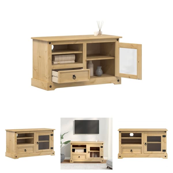 The Living Store Tv-bänk Corona 100x45x58 cm massiv furu - TV-bänkar
