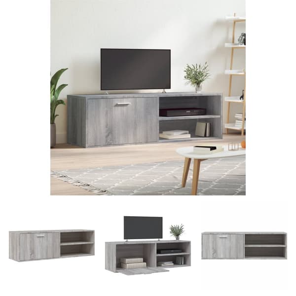 The Living Store tv-bord 120x34x37 cm konstrueret træ grå sonoma-eg -  TV-møbler