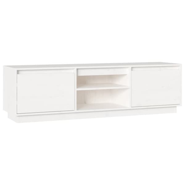 The Living Store tv-bord 140x35x40 cm massivt fyrretræ hvid -  TV-møbler