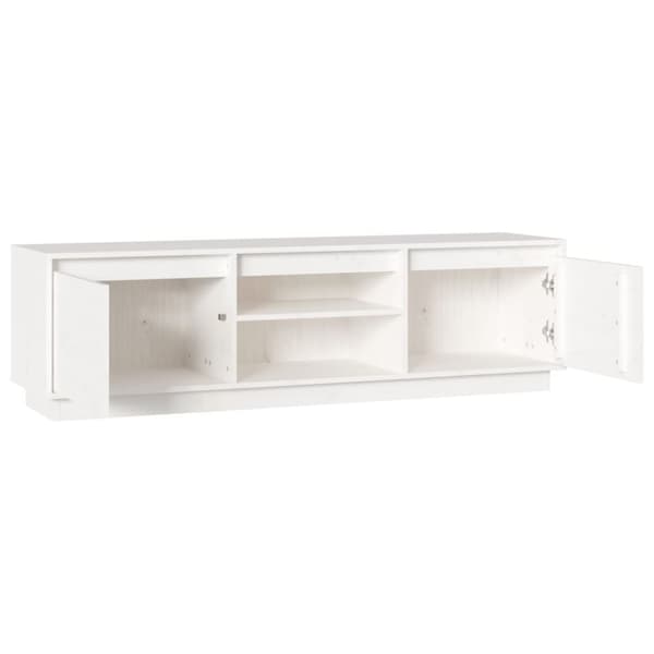 The Living Store tv-bord 140x35x40 cm massivt fyrretræ hvid -  TV-møbler