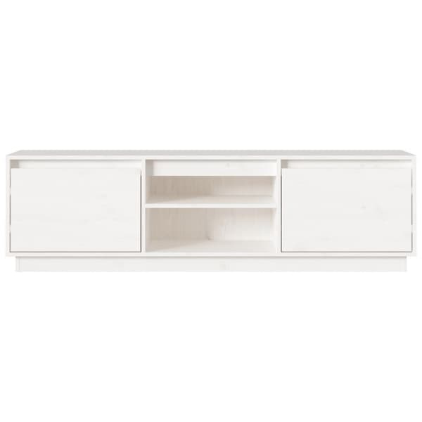 The Living Store tv-bord 140x35x40 cm massivt fyrretræ hvid -  TV-møbler