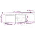 Miniatyrbillede 11 af 11: The Living Store tv-bord 140x35x40 cm massivt fyrretræ hvid -  TV-møbler