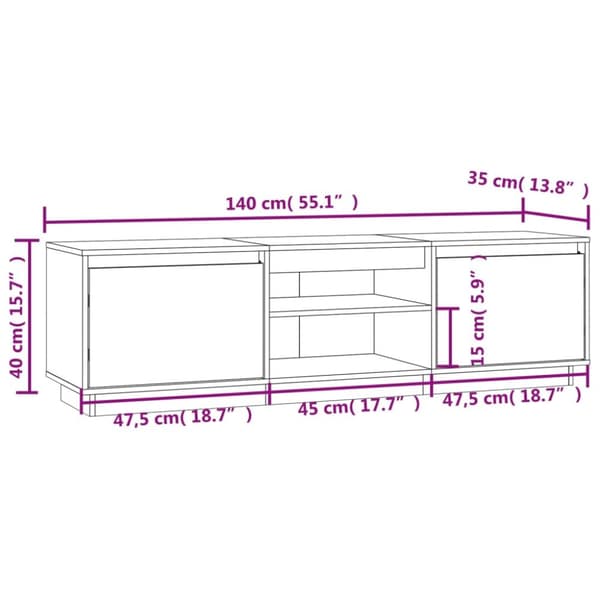 The Living Store tv-bord 140x35x40 cm massivt fyrretræ hvid -  TV-møbler