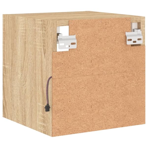 The Living Store væghængt tv-bord med LED-lys 30x28,5x30 cm sonoma-eg -  TV-møbler