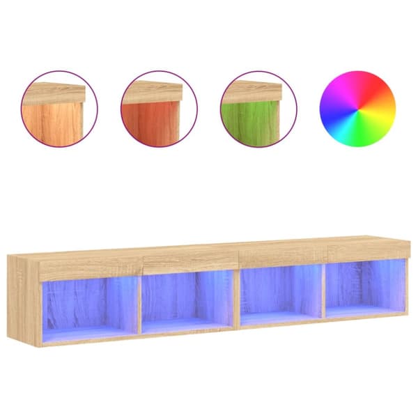 The Living Store TV-tasot LED-valoilla 2 kpl Sonoma-tammi 80x30x30 cm - TV-tasot