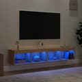 Pikkukuva 5 / 11: The Living Store TV-tasot LED-valoilla 2 kpl Sonoma-tammi 80x30x30 cm -  TV-tasot