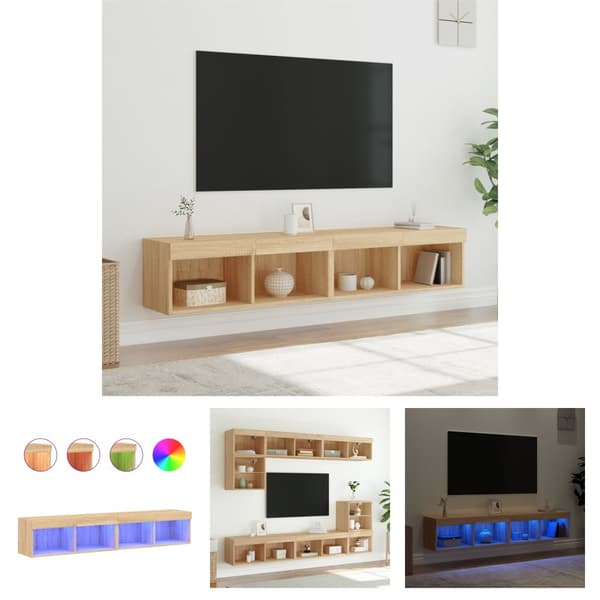 The Living Store TV-tasot LED-valoilla 2 kpl Sonoma-tammi 80x30x30 cm - TV-tasot