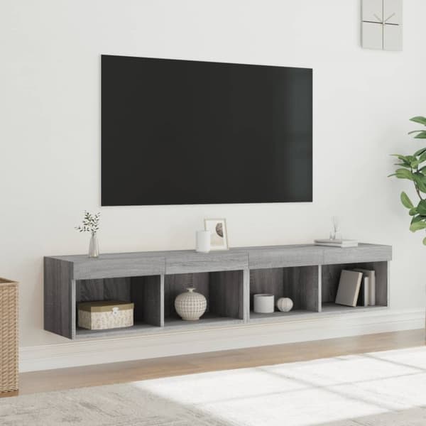 The Living Store TV-tasot LED-valoilla 2 kpl harmaa Sonoma 80x30x30 cm - TV-tasot