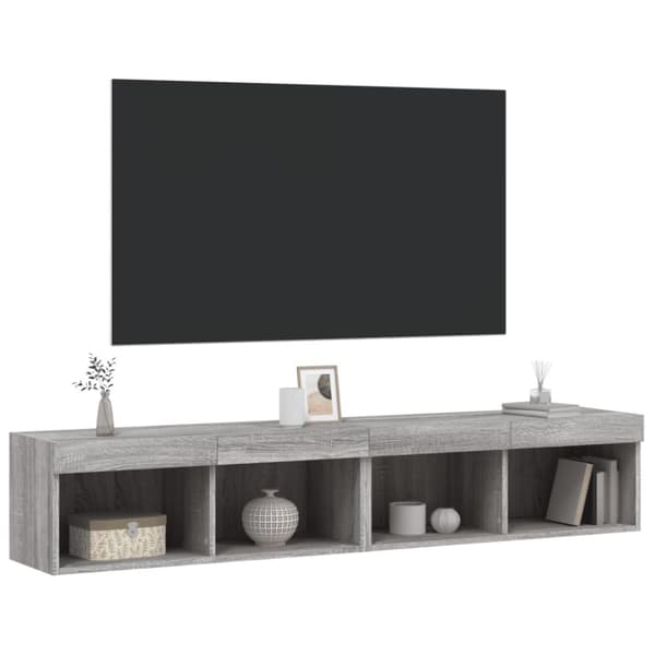 The Living Store TV-tasot LED-valoilla 2 kpl harmaa Sonoma 80x30x30 cm - TV-tasot