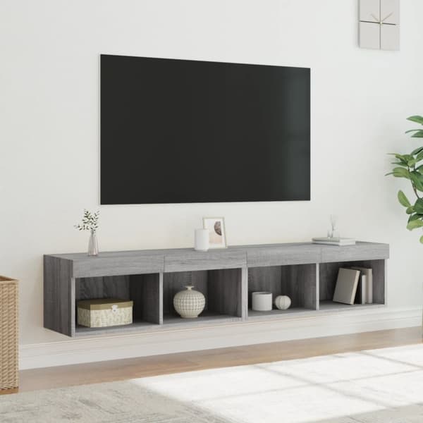 The Living Store TV-tasot LED-valoilla 2 kpl harmaa Sonoma 80x30x30 cm - TV-tasot