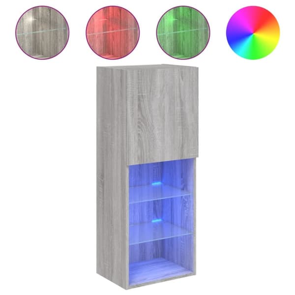 The Living Store TV-kaappi LED-valoilla harmaa Sonoma 40,5x30x102 cm - TV-tasot