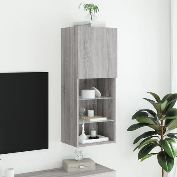 The Living Store TV-kaappi LED-valoilla harmaa Sonoma 40,5x30x102 cm -  TV-tasot