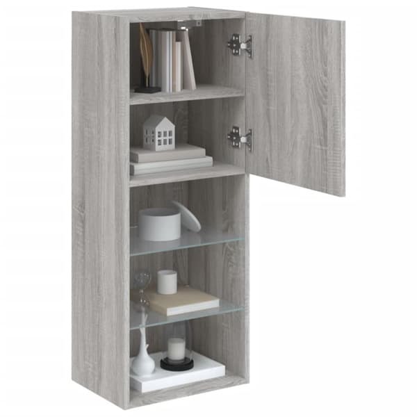 The Living Store TV-kaappi LED-valoilla harmaa Sonoma 40,5x30x102 cm - TV-tasot
