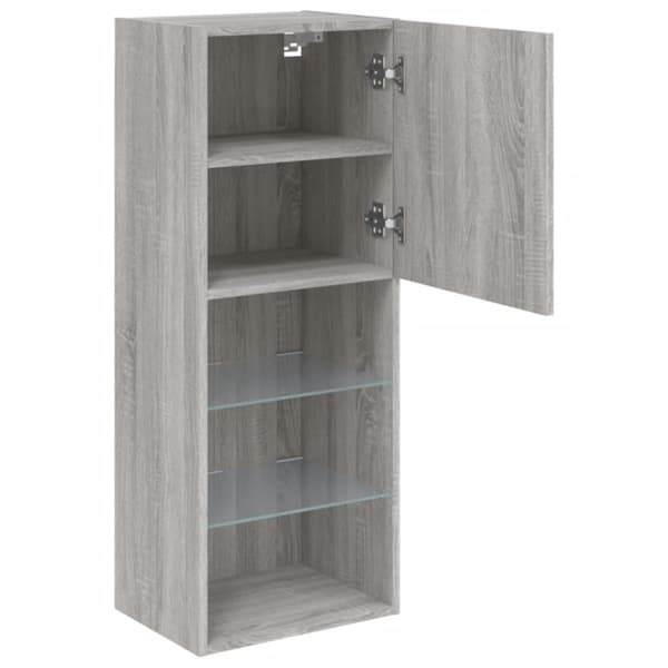 The Living Store TV-kaappi LED-valoilla harmaa Sonoma 40,5x30x102 cm - TV-tasot