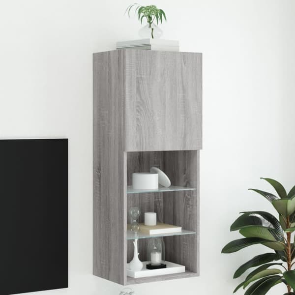 The Living Store TV-kaappi LED-valoilla harmaa Sonoma 40,5x30x102 cm -  TV-tasot