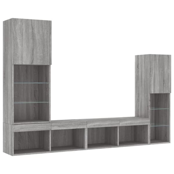 The Living Store 4-osainen LED TV-kaappisarja harmaa Sonoma tekninen puu - TV-tasot