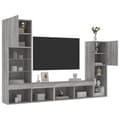 Pikkukuva 2 / 11: The Living Store 4-osainen LED TV-kaappisarja harmaa Sonoma tekninen puu -  TV-tasot