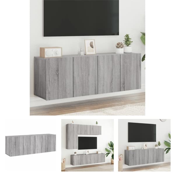 The Living Store TV-kaapit seinäkiinnitettävä 2 kpl harmaa Sonoma 60x30x41 cm - TV-tasot