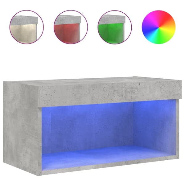 The Living Store tv-bord med LED-lys 60x30x30 cm betongrå -  TV-møbler