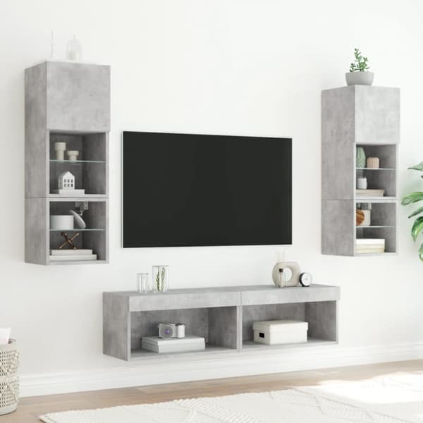 The Living Store tv-bord med LED-lys 60x30x30 cm betongrå -  TV-møbler