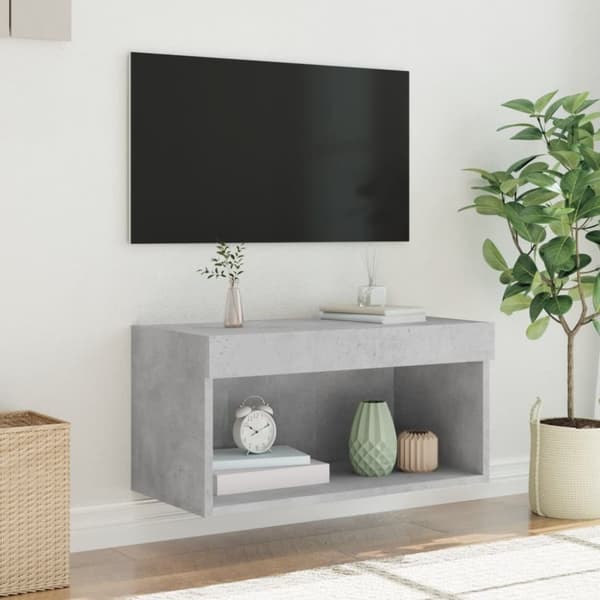 The Living Store tv-bord med LED-lys 60x30x30 cm betongrå -  TV-møbler