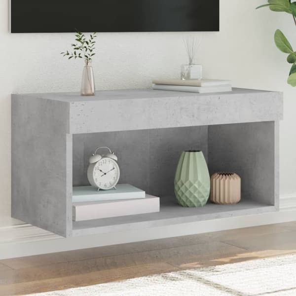 The Living Store tv-bord med LED-lys 60x30x30 cm betongrå -  TV-møbler