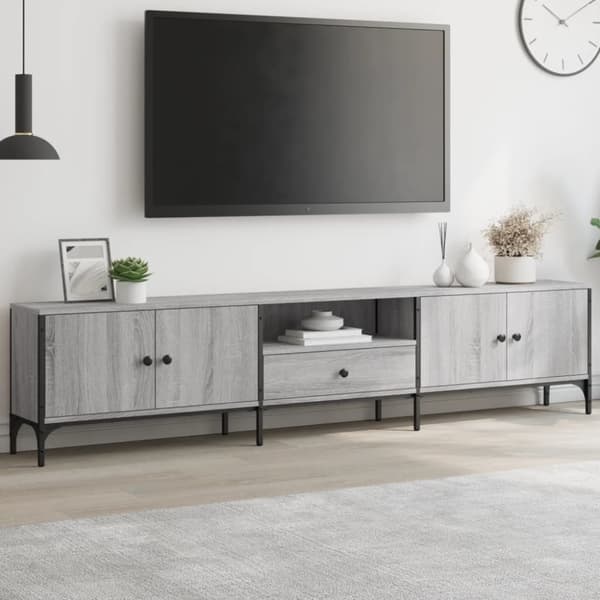 The Living Store TV-taso laatikolla harmaa Sonoma 200x25x44 cm tekninen puu -  TV-tasot